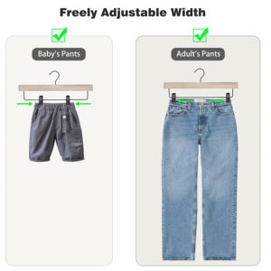 Perchas de madera vintage con 2 clips ajustables, pantalones vaqueros, pantalones cortos y perchas de vestir <span class=keywords><strong>para</strong></span> armario y baño, almacenamiento de ropa - Product Image 6