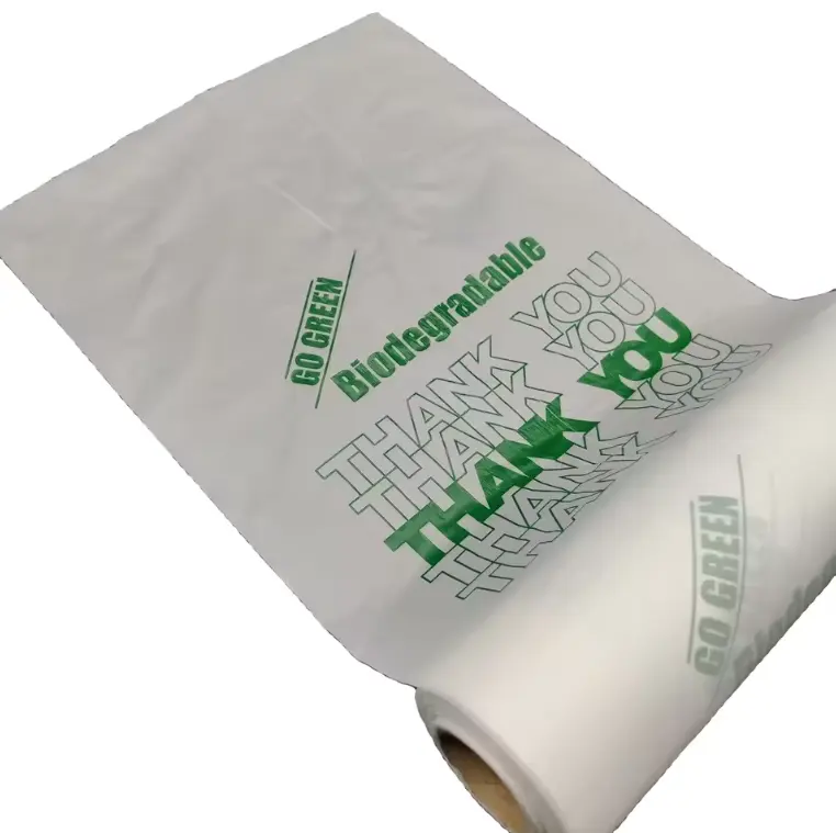 खाद्य प्लास्टिक बैग ऑन रोल के लिए पारदर्शी एचडीपीई सुपरमार्केट फ्लैट प्रोड्यूस बैग स्टार्च पैकेजिंग