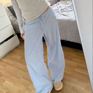 Women <b>Drawstring</b> Low Rise Knit Pants Striped Color Block Straight Leg <b>Trousers</b> Casual Loungewear Long Pants - Product Image 1