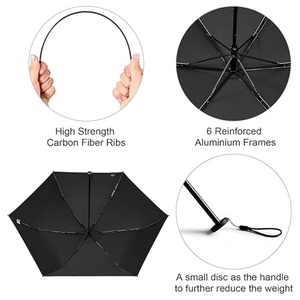 19 Inches Canopy Fully-Automatic Open Super Light Carbon Fiber 3 Fold Straight <b>Umbrella</b> Strong Fiberglass Frame Business Gifts - Product Image 6