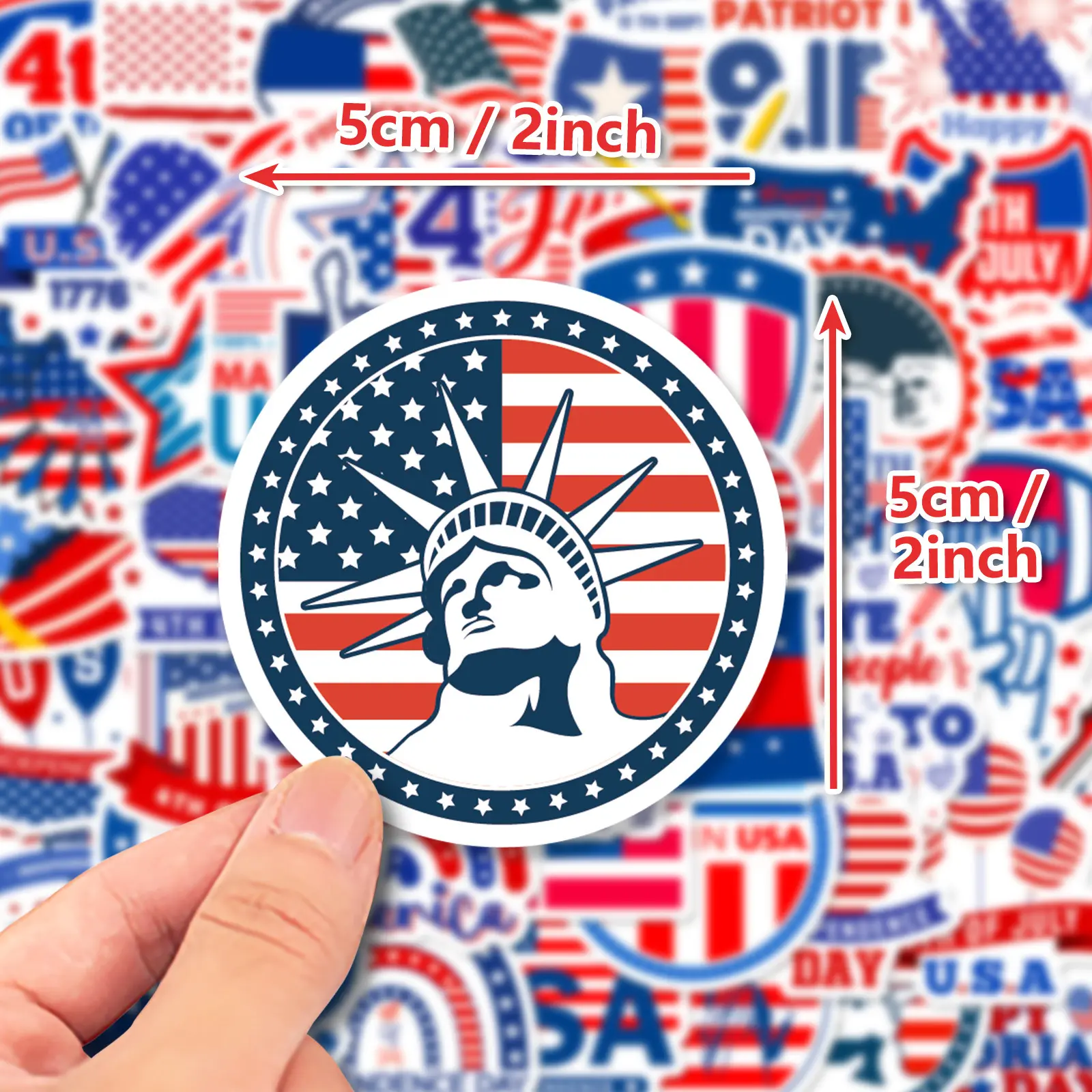 50 יחידות ארה""ב יום העצמאות האמריקאי עמיד למים ויניל מדבקת דגל אמריקאי לקידום בחירות
