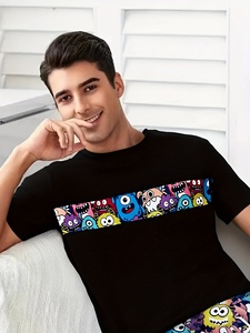 Set Estivo da <span class=keywords><strong>Uomo</strong></span> Casual a Maniche Corte, Leggero e Traspirante in Raso, Comodo Completo da Casa con Pigiama Morbido - Product Image 4