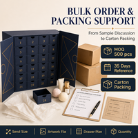 Boîte de calendrier de l'avent rigide de luxe personnalisée en carton recyclé, impression quadricolore, emballage cadeau pour cosmétiques, compte à rebours de Noël