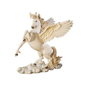 Estatueta de pegasus revirada super detalhada, fantasia, mágica, colecionável, grego, voador, resina, artesanato, escultura para decoração de casa