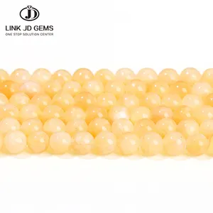 JD 4/6/8/10/12mm Natural Stone AAA Yellow Chalcedony Jades Spacer Round Beads for Jewelry Making DIY Bracelet Necklace