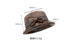 Sombrero de Pescador Elegante para Mujer, Otoño Invierno, Tela Tweed, con Diseño de Lazo, Venta al Por Mayor - Product Image 3