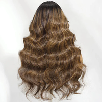 Perruque Lace Frontale 13x4 Balayage Mèches Fluffy Naturelle Ondulée avec Frange Cheveux Naturels avec Cordon de Serrage Invisible