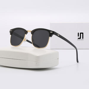 Lunettes de soleil rétro unisexes noires à demi-cadre en métal, verres polarisés en PC, protection UV400, anti-éblouissement, type 3, pour la conduite - Product Image 2