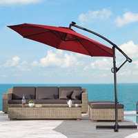 Offre Spéciale 3m * 3m Parapluie de jardin Solaire Conduit Patio En Porte-à-faux Parasol Déporté Avec 360 degrés Rotation
