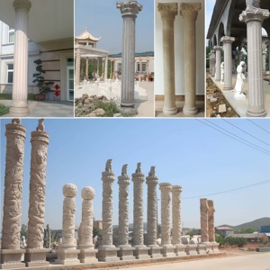 عمود رخامي حديث منحوت يدويًا بحجم مخصص للديكور الخارجي للمنزل - Product Image 4