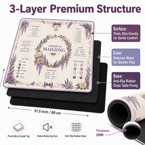 Tapete de Mahjong de Lujo con Diseño de Mariposas Púrpuras, Tapete de Juego de Neopreno con Reducción de Ruido, con Bolsa de Viaje para Regalos - Product Image 1
