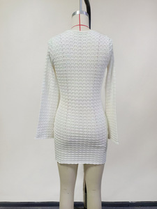 STOCK Mini robe tricotée à manches longues pour femmes Robe en crochet Maillot <span class=keywords><strong>de</strong></span> bain Cover Ups Tunique <span class=keywords><strong>de</strong></span> <span class=keywords><strong>plage</strong></span> <span class=keywords><strong>Caftan</strong></span> - Product Image 5