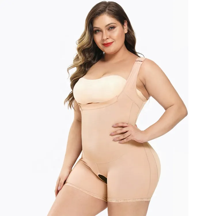 Toptan artı boyutu şekillendirme açık crotch fermuar ve dantel iç çamaşırı tam vücut sıkıştırma Shapewear bayanlar shapewear