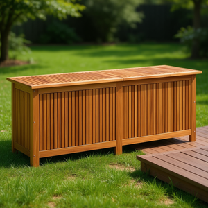 Banc de rangement extérieur rectangulaire multifonctionnel en bois d'acacia 59.1x19.7x22.8 - Product Image 2