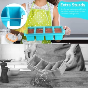 Molde para Cubitos de Hielo, Herramientas para <span class=keywords><strong>Congelador</strong></span>, Bandeja para Hacer Helados con Tapa, Nueva Bandeja Reutilizable Cuadrada de Silicona de Grado Alimenticio - Product Image 3