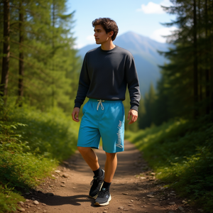 Sweat-shirt à manches longues en tricot respirant pour homme, col rond, taille élastique, coupe régulière, vêtements de sport d'été pour l'extérieur, manches longues - Product Image 2