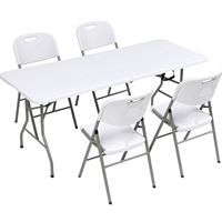 Table ronde pliante en plastique légère de 32 pouces avec plateau imperméable pour salle à manger, hôtel et salon, pour fête en plein air, pique-nique