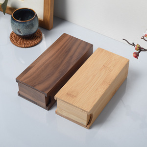 مجوهرات خشبية قابلة للسحب من الخارج-صندوق صائب للنظارات الشمسية المصنوعات اليدوية بودا الخرز المنحوت النقش - Product Image 1