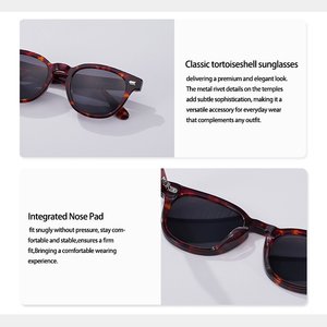 Lunettes de soleil vintage rondes en acétate pour hommes et femmes, multicolores, style rétro avec rivets diamantés, polarisées, faites à la main, de luxe, de créateur - Product Image 6
