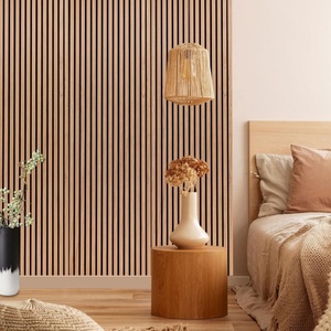 Panneaux acoustiques muraux en <span class=keywords><strong>laine</strong></span> <span class=keywords><strong>de</strong></span> <span class=keywords><strong>bois</strong></span> naturelle Akupanel Oak Grooved pour l'intérieur, absorbant le son et insonorisant - Product Image 4