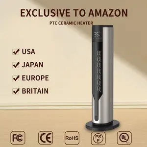 Sınır ötesi yeni PTC seramik ısıtıcı taşınabilir elektrikli zamanlayıcı ısıtıcı sıcak hava üfleyici dikey uzaktan kumanda sallayarak kafa plastik - Product Image 2