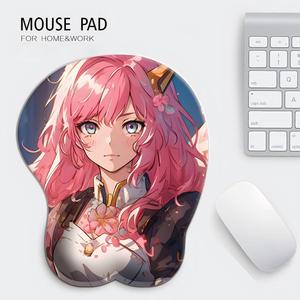 Anime 3D Customizable Silicone Rubber Mouse Pad with Wrist Rest Cute Sexy Girl Design for Office in Stock - Product Image 1
