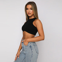 Femmes couleur unie Mini haut Sexy mince nombril taille haute culture sans manches hauts d'entraînement avec robes sans bretelles bouton décoration