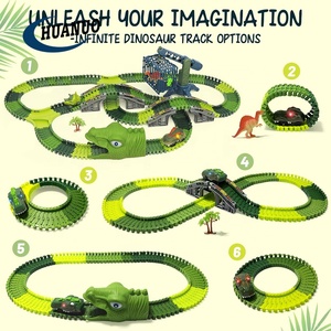 Kids Create A <span class=keywords><strong>Dino</strong></span> World Road Race Toys 277PCS Dinosaur Train Toy Slot Car Race Track Sets - Product Image 3