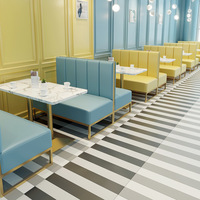 Ensemble de mobilier de salle à manger moderne de luxe, banquette en cuir rose pour restaurant, café, pâtisserie, canapé, acier inoxydable doré