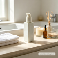 En stock, flacons de recharge en céramique blanche de luxe, flacons carrés en céramique pour cosmétiques, contenants de distribution de lotion, emballages pour sérum de soin de la peau