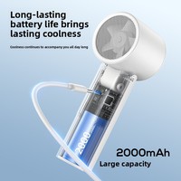 Ventilateur de cou portable rechargeable 2000 mAh, ventilateur de voiture, de table, de poche, avec compresse de glace rafraîchissante et crochet