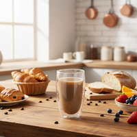 Gobelet en verre borosilicate écologique 250ml/350ml réutilisable à double paroi résistant à la chaleur sans BPA, compatible lave-vaisselle et micro-ondes