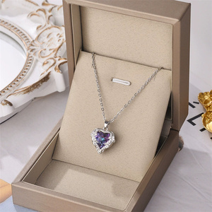 Venta al por mayor clásica europea y americana transfronteriza océano corazón amor Color agua oro colgante mujer collar que no se decolora - Product Image 3