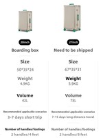 Valise à roulettes en alliage d'aluminium et de magnésium de style Dream Traveler, 20 pouces, pour affaires et loisirs, avec roues pivotantes, serrure TSA, étanche