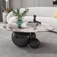 Table basse de luxe moderne en pierre frittée avec cadre en métal doré argenté noir pour mobilier d'hôtel