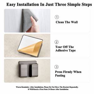 <span class=keywords><strong>Support</strong></span> de téléphone mural auto-adhésif sans perçage pour chevet, salle de bain, cuisine, avec fente de rangement pour câbles <span class=keywords><strong>en</strong></span> bas, personnalisable avec logo - Product Image 4