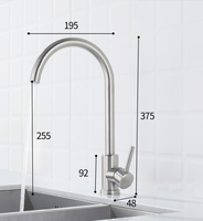 Keran Wastafel Dapur Satu Lubang Bahan Stainless Steel 304 Chrome untuk Hotel dengan Katup Inti, Pemasangan di Atas Meja