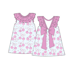 Nouvelles Arrivées Robe d'été sans manches <span class=keywords><strong>pour</strong></span> filles, motif personnalisé, taille ajustée, avec volants, au-dessus du genou, vêtements de mode <span class=keywords><strong>pour</strong></span> bébés - Product Image 2