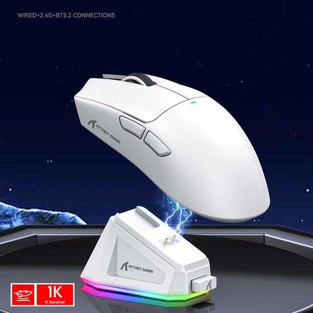 Attack Shark X11 Mouse Lightweight PAW3311 Charging RGB Base E-sports Game Three Mode BT Wireless Mouse
