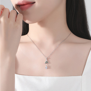 Giáng sinh Quà Tặng S925 Sterling bạc trang sức Set Meteor Cây giáng sinh moissanite tua Mặt dây chuyền xương đòn chuỗi - Product Image 2