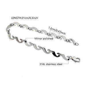 Bracelet irrégulier en acier inoxydable plaqué argent PVD, étanche, chaîne simple, bijou de mode pour occasions festives - Product Image 2