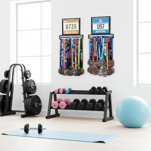 Elegante Exhibidor de Medallas Deportivas de Metal Negro en Forma Rectangular para Montar en la Pared, Caja de Exhibición para Medallas de Carreras - Product Image 5
