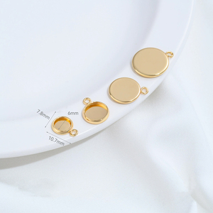 Base de sertissage ronde en acier inoxydable plaqué or 14K <span class=keywords><strong>pour</strong></span> cabochons, connecteur de bracelet et pendentif, <span class=keywords><strong>pour</strong></span> diamètres intérieurs de 6 à 12 mm - Product Image 3
