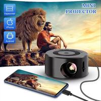 Mini-projecteur portable Plug-and-Play avec haut-parleurs intégrés, mise en miroir du téléphone par câble, alimenté par batterie, compact 1080P pour