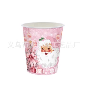 Ensemble de vaisselle de fête de Noël sur le thème du Père Noël rose, assiettes en papier, gobelets, nappe, 40-60 pièces, décorations jetables - Product Image 4