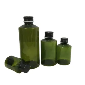 Hot Selling 50Ml 100Ml 150Ml 200Ml Doorschijnend Groen Luchtdichte Aluminium Schroefdop Pet Plastic Fles Shampoo Cosmetische Fles