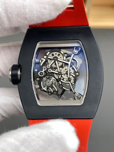 Montre mécanique automatique pour homme de luxe haut de gamme en céramique noire et rouge en forme de bar à vin 055 Tourbillon étanche - Product Image 5