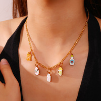 MYNECK INS Bijoux Minimalistes Mignons Plaqué Or 18 carats Acier Inoxydable Anti-ternissement Pendentif Fille Design Tasse à Boisson Accessoires