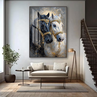 Art mural créatif représentant un cheval, impressions d'art numérique, peintures de portraits, peintures en porcelaine cristalline avec cadres en alliage d'aluminium