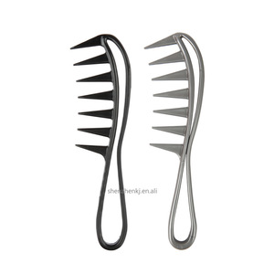 Răng Rộng Cá Mập Nhựa Lược Xoăn Tóc Salon Làm Tóc Lược Massage Cho Tạo Kiểu Tóc Công Cụ Cho Curl Tóc - Product Image 1